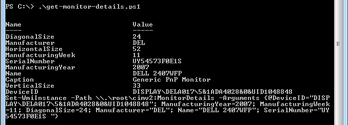 find monitor serial number remotely